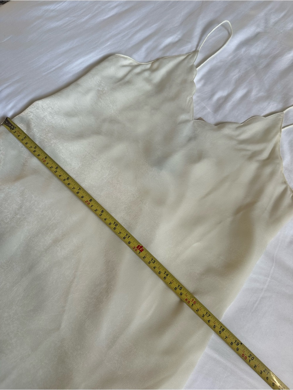NWT Ivory Coquette Satin Scalloped V-Neck Mini Slip Dress Romantic Size M - Picture 9 of 10